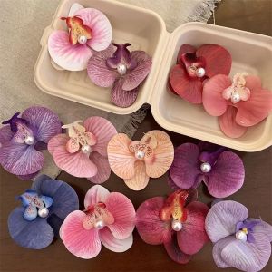 URBAG 1Pcs Kẹp tóc ngọc trai phalaenopsis Kẹp tóc phong lan bướm Phụ kiện tóc Kẹp mỏ vịt Kẹp tóc hoa nơ Bền Dụng cụ tạo kiểu tóc Kẹp tóc hoa lụa