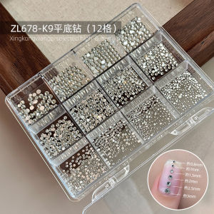High Quality K9 Flat Bottom Drill 12 Grids Nail Art Mini Mix Stereo round Drill Nail Decoration Accessories Popular Beauty Tools