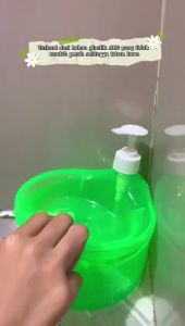 DNV - Tempat Sabun Bulat 1000ml & Spons Cuci Piring (2in1) Dispenser Sabun Cair Botol Soap Pump Wadah