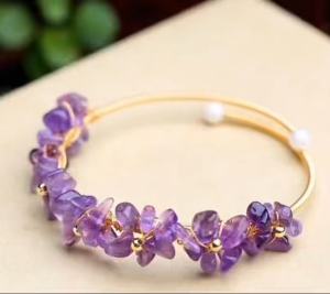 Viviann Original pure silver 14k gold plated bracelet amethyst stone braided hand-wound gypsophila bracelet Charm Bracelets & Bangles 14K gold Jade Bracelet For Women Jewellery Fashion Charms Bracelet Bangle Jewelry