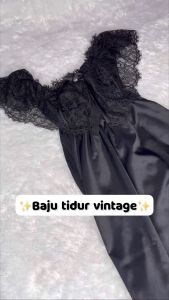 Baju Tidur Wanita Dewasa Dress Renda Tile Hitam Style Wanita Korean Satin Ukuran All Size Fit to XL