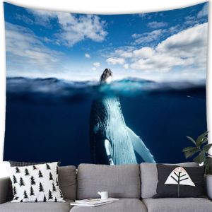 VIKAMA Dreamy Ocean Whale Tail Tapestry Starry Sky Marine Life Aesthetic Wall Art Bedroom Dorm Living Room Nautical Home Decor