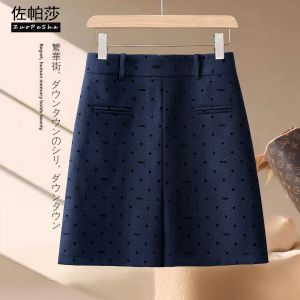 ZUOPASHA | Navy Polka Dot A-Line Skirt