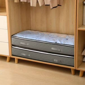 2pcs under the bed quilt storage bag with cover can be folded can be used for bedding clothes toys，Clothing organizer