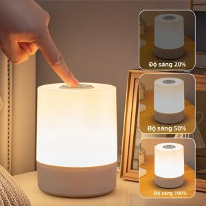 Đèn LED Có Thể Điều Chỉnh Độ Sáng Đèn Ngủ Đầu Giường Điều Khiển Bằng Cảm Ứng Đèn Đọc Sách Đèn Bàn Để Bàn Phòng Ngủ Chiếu Sáng Trang Trí Đèn Tròn Có Thể Sạc Lại