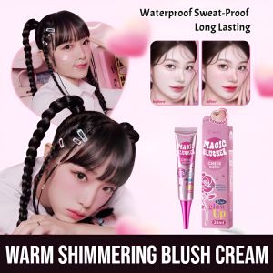 Warm Shimmering Blush Cream Magic Makeup Color Changing Liquid Blush Waterproof Sweat-Proof Long-Lasting Blusher Smooth Rose Glow Up Multi-Use Makeup