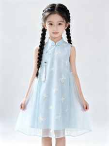 Girls Sleeveless New Chinese Style Dress