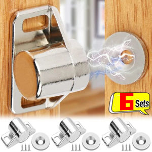 ที่ยึดตู้แม่เหล็กแข็งแรง6ชุดแม่เหล็กประตูหนาหยุดลิ้นชักแม่เหล็กจับแม่เหล็กสำหรับตู้ครัว