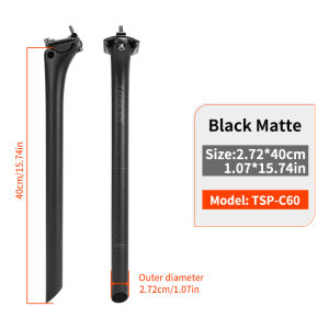 TOSEEK C60 Carbon Seatpost Light Weight 27.2 31.6mm Length 400mm Matte Black MTB Road Bike Seat Post Seat Tube Bicycle Parts