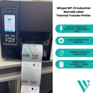 Winpal WP-S1 Industrial Barcode Label Thermal Transfer Printer 300DPI Fast Printing
