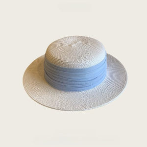 French Vintage Straw Hat Womens Flat Top Summer Beach Sun Hat Vacation Sunshade Hat Sun Protection Panama Hat Girl Gift