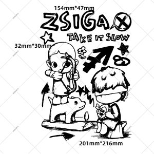 Miếng Dán Trang Trí Xe Điện Dễ Thương Hoạt Hình Sáng Tạo Zsiga Miếng Dán Che Dấu Vết Miếng Dán Thân Xe Vật Liệu PET Không Chống Thấm Nước