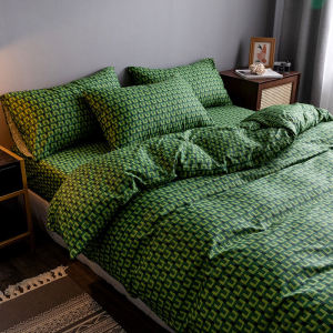 Internet Celebrity Cotton Four-Piece Set 100 Pure Cotton Fitted Sheet and Bed Sheet Quilt Cover Dormitory Spring Quilt Cover 4 Three-Piece Bedding Set