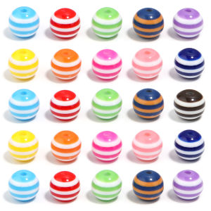 50/100pcs Resin Stripe Beads Color Round Spacer Charm Bead for Jewelry Making DIY Bracelet Beaded Handcraft Accessories Stuff