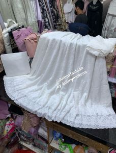 Mukena katun Paris bordir/ mukena putih bordir/ mukena premium bordir