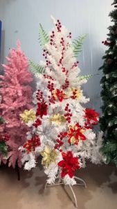 1/5/10pcs Poinsettia Artifical Christmas Flowers with sticks Christmas Tree Decorations Fake Flowers Xmas party Ornaments New Year Wreath Wedding Holiday Decorations