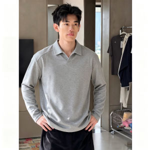 Black Seagull Collar Heavy Long-sleeved BOXY Polo Sweatshirt
