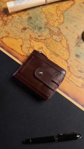 Bullcaptain Genuine Leather Mens Bifold Wallet with Zipper Securely Store Your Cash and Cards RFID Blocking Card Holder