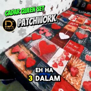 Cadar Saiz QUEEN Patchwork Hamparan Alas Tilam Set 3 IN 1 Bed Sheet Cotton MIx Blend Sejuk SIRI 9 SULTAN