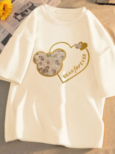 Áo Thun Cotton Tay Ngắn Dáng Rộng Thời Trang Mùa Hè Cho Nữ Thiết Kế Tay Ngắn Thường Cổ Tròn Chất Liệu Cotton Nguyên Chất