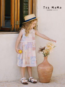 toz mama | Lace Trim Cotton Sleeveless Dress for Girls