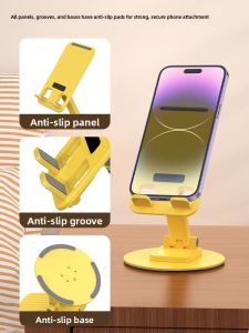 SENQIAOBU | Multi-functional Metal Phone Stand with 360° Rotation and Foldable Design for Home and Bedside Use