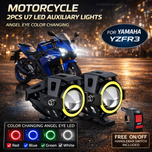 Waterproof Motorcycle LED Headlight 3000LMW U7 Motorbike LED Driving Fog Spot Light with Switch For YAMAHA YZFR3 YZF-R3 YZF R3
