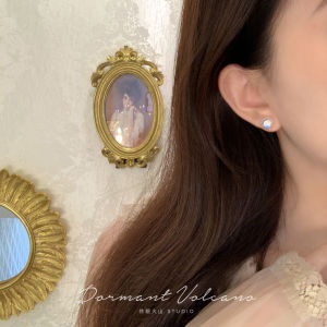 Exquisite French Elegant Pearlescent Pure Silver Ear Cuff Retro Versatile Simple Match Pearl Mother-of-Pearl Geometric Pattern