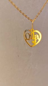 916 Gold Custom Name Pendant - Double Love 1.5cm 0.3g ± (Laser Cut)