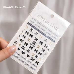 Trendy Nail Salon Nail Stickers Logo English Letter Bar Decal Small Fragrance Style Rich Girl for Beauty Tools And Makeup