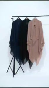 Allev Isnaeni French Khimar V-Shape 2 layer - Free Cadar Bandana 2 layer - Mocca