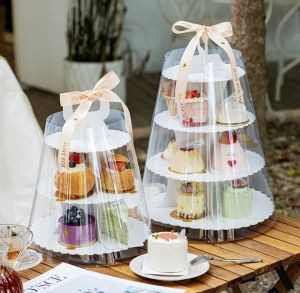 High Tea display stand cupcake box dessert table buffet stand outdoor carrying cake storage box