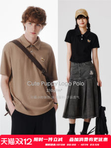 PSO Brand Knitted Short Sleeve Polo Shirt Summer Couple Match Dog Pattern Breathable Cotton Polyester Blend Mens Womens Top