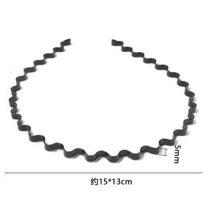 6pcs/lot Elasticity Metal Black Wave Hair Hoops Headband For Women Men Sport Headband Wash Face Broken Hair Fixed Accessories