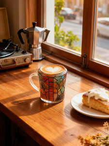 JOJOS L. PD. Resin Painted Book Cup Festive Gift Stacked Coffee Cup Small Ceramic Coffee Cup with Single Ear Handle for Adults