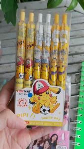 Hộp 12 cây bút gel mực dạng bấm họa tiết dễ thương phù hợp với học sinh