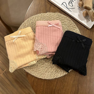 Lace Cotton Underwear Pure Cotton Antibacterial Triangle Thin Model for Girls mid Waist Large Size Summer Breathable Briefs
