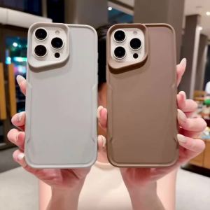 Luxury Solid Color Shockproof Bumper Phone Case For iPhone 17 16 15 14 13 12 11 Pro Max Soft Silicone TPU Anti-fall Rugged Cover