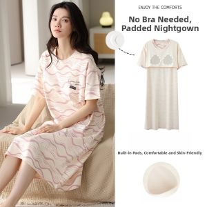 Miiow | Cat Woman Sleep Dress With Chest Pad One-Piece Wearable Dress High-End Feeling Womens Nightgown Home Clothes New 2025 Model