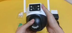 V380 PRO Outdoor WiFi CCTV Dual Lens Dual Screens Kamera 360 Degree PTZ Rotation Control Security Camera