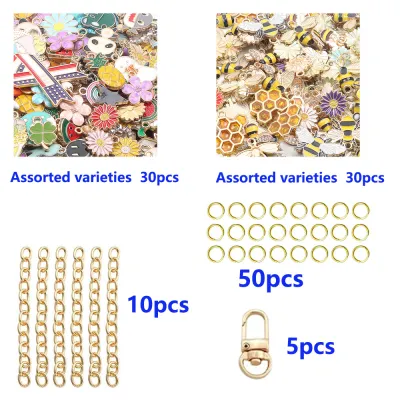 32/125pcs Multi-color Alloy Pendants and Keychains Used for DIY Bracelet Necklace Bag Chain Jewelry Making