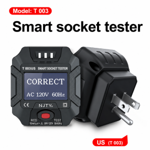 NJTY | NJTY T003 Màn Hình LCD Kỹ Thuật Số Máy Kiểm Tra Điện Áp Ổ Cắm Dò Lỗi Dây Điện RCD Kiểm Tra Phân Cực Mặt Đất Trung Tính Kiểm Tra Phích Cắm US 90V-250V