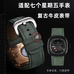 Genuine Leather Watch Band Compatible with SevenFriday M2 P1 V3 Q1 Series 28mm Medium Thickness Flat Interface Pin Buckle