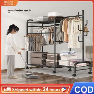 SPACEMADER Clothes Hanging Rack Clothes Rack Strong Steel Sampayan Clothing Rack Heavy Duty Metal Hanger Rack Bedroom Laundry Rack