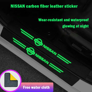 Sợi Carbon da nhãn dán xe phát sáng trong bóng tối cửa xe bên bước sill Sticker chống trầy xước xe ô tô carbon miếng dán sợi cửa xe hình dán cửa cho Nissan Nismo X-Trail almera qashqai Tiida Teana
