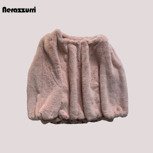 เสื้อคลุมขนสัตว์สีชมพู ทรงสั้น แขนยาวปานกลาง น้ำหนักเบา นุ่ม ผ้าขนแกะสังเคราะห์ เสื้อผ้าทำงานสไตล์เกาหลีสำหรับฤดูใบไม้ผลิและฤดูร้อน