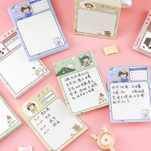 【𝗔𝗦𝗛】80 Sheets Cute Girl 👧🏻 Cheap Sticky Memo Pad Colourful Student Pen Stationery Portable Journal Diary 可爱女孩迷你便利贴