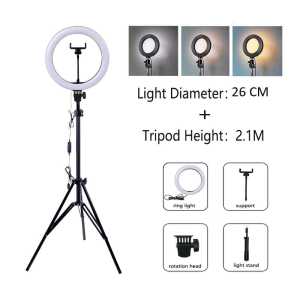 Paket Komplit Ringlight 26cm & Tripod 21 Meter untuk Vlog dan Make Up