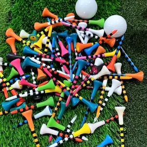 Postplaza ทีตั้งลูกกอล์ฟ ทีหัวยาง เรืองแสง คละสี ทีพลาสติก กอล์ฟที Golf Tee สำหรับตั้งลูกกอล์ฟ (แพ็ค 10 ชิ้น)