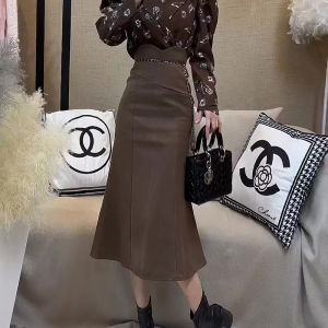 Slimming High Waist Brown Mini Skirt for Women Commute Friendly A-Line Skirt Spring New Style plus Size Straight Cut